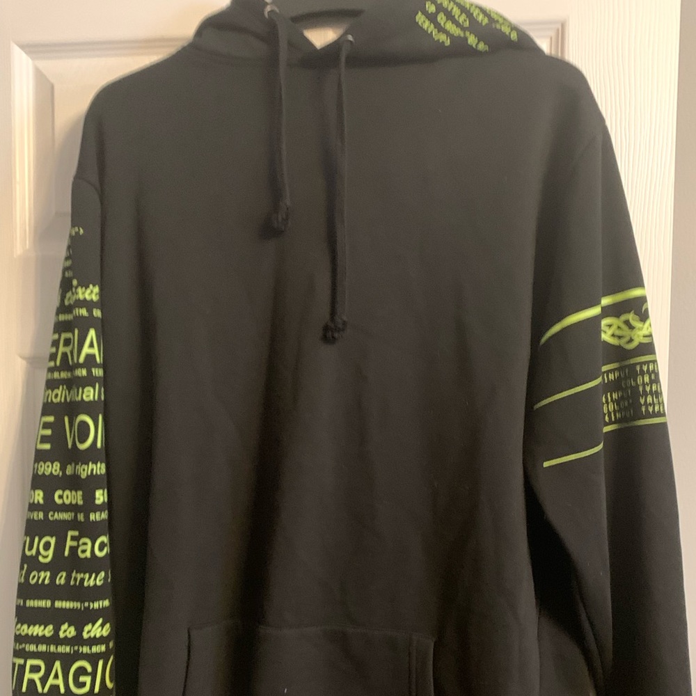 black and green code hoodie